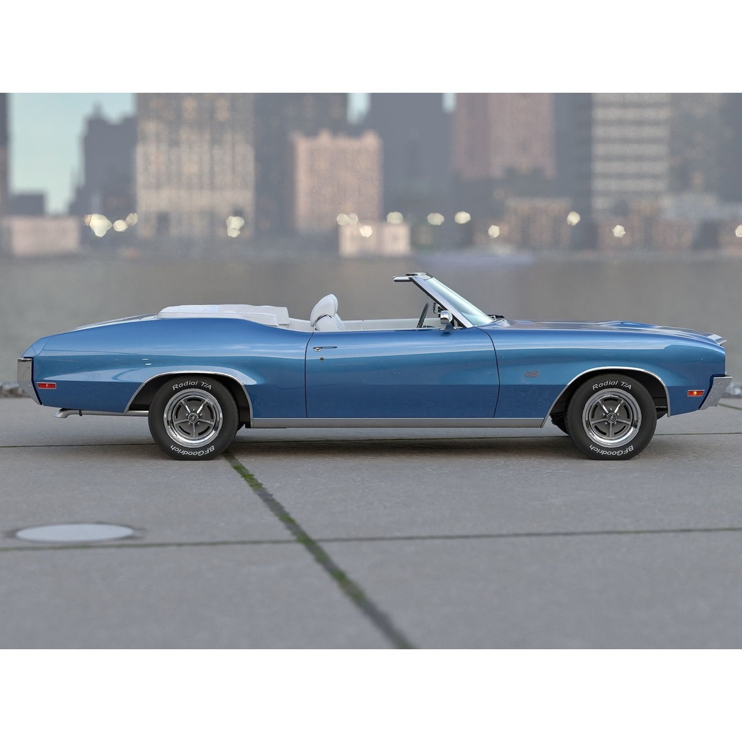 Buick GS Convertible 1970 3D Model – Antique Car, Rigged, PBR Textures, FBX - View 5