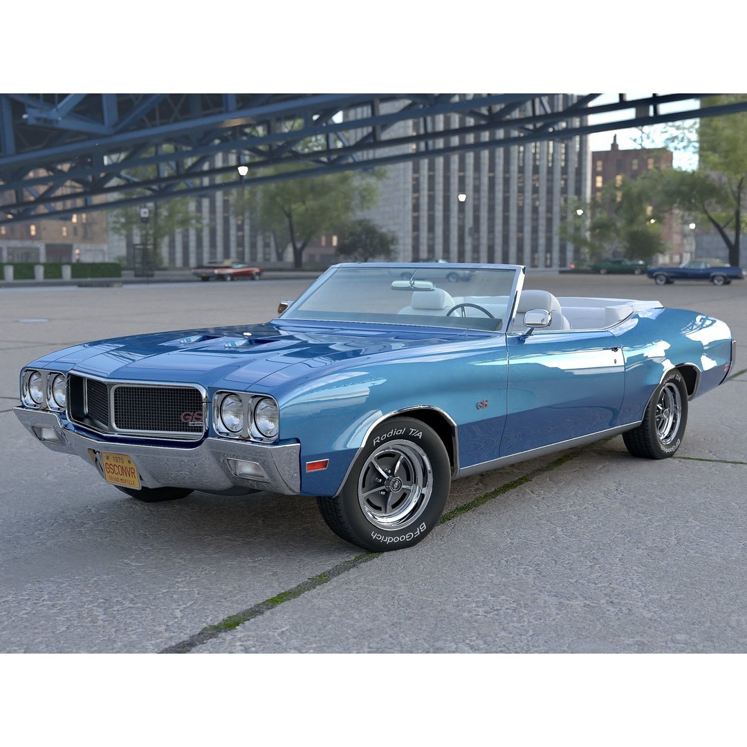 Buick GS Convertible 1970 3D Model – Antique Car, Rigged, PBR Textures, FBX - View 7
