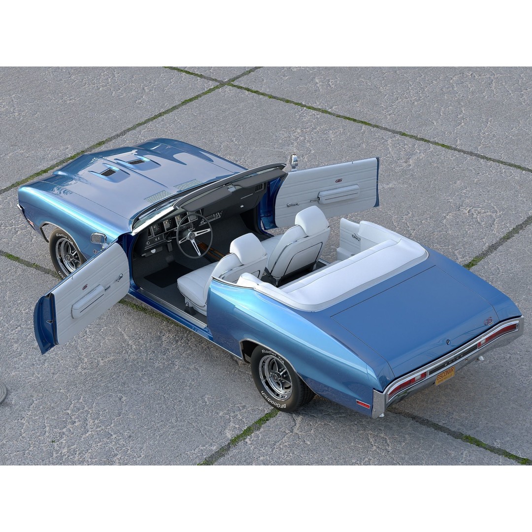 Buick GS Convertible 1970 3D Model – Antique Car, Rigged, PBR Textures, FBX - View 8