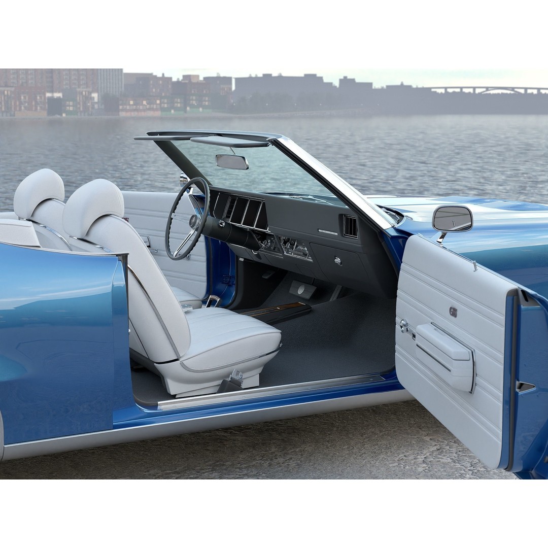 Buick GS Convertible 1970 3D Model – Antique Car, Rigged, PBR Textures, FBX - View 9