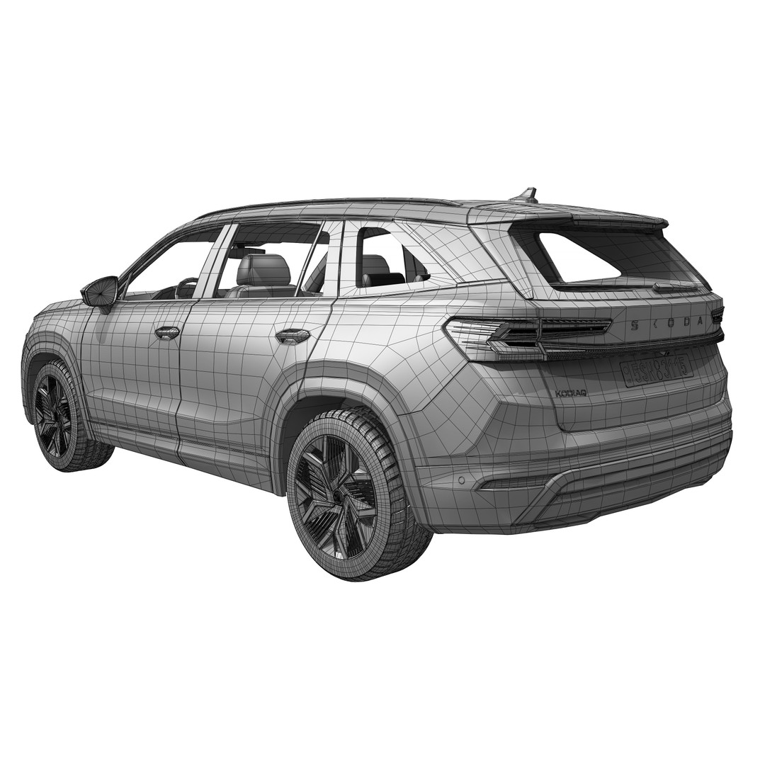 Skoda Kodiaq 2024 3D Model – High Poly SUV Asset for Animation, FBX/OBJ - View 22