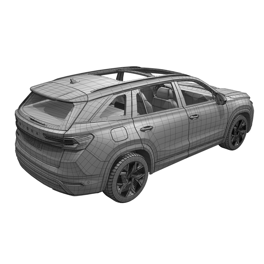 Skoda Kodiaq 2024 3D Model – High Poly SUV Asset for Animation, FBX/OBJ - View 23