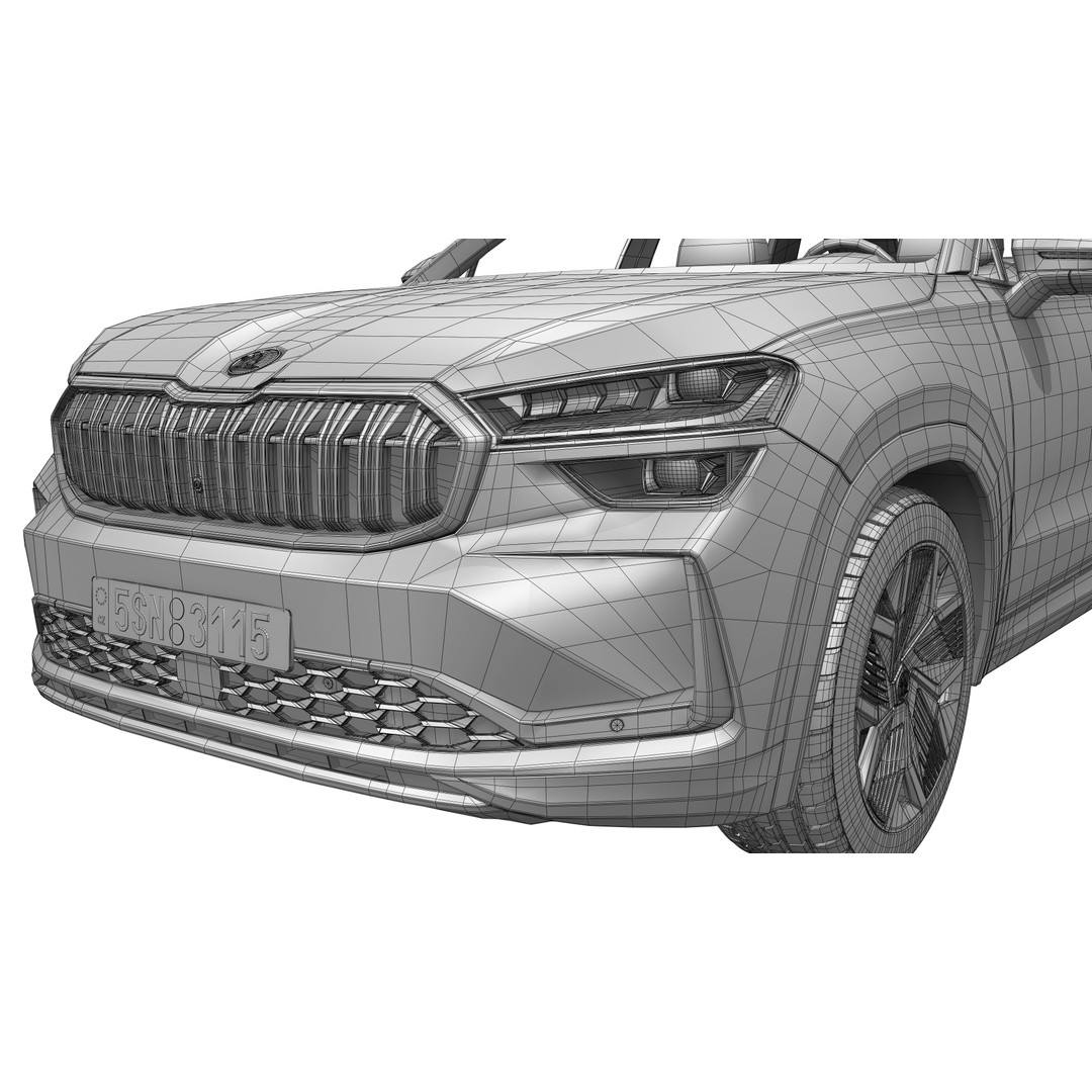 Skoda Kodiaq 2024 3D Model – High Poly SUV Asset for Animation, FBX/OBJ - View 24