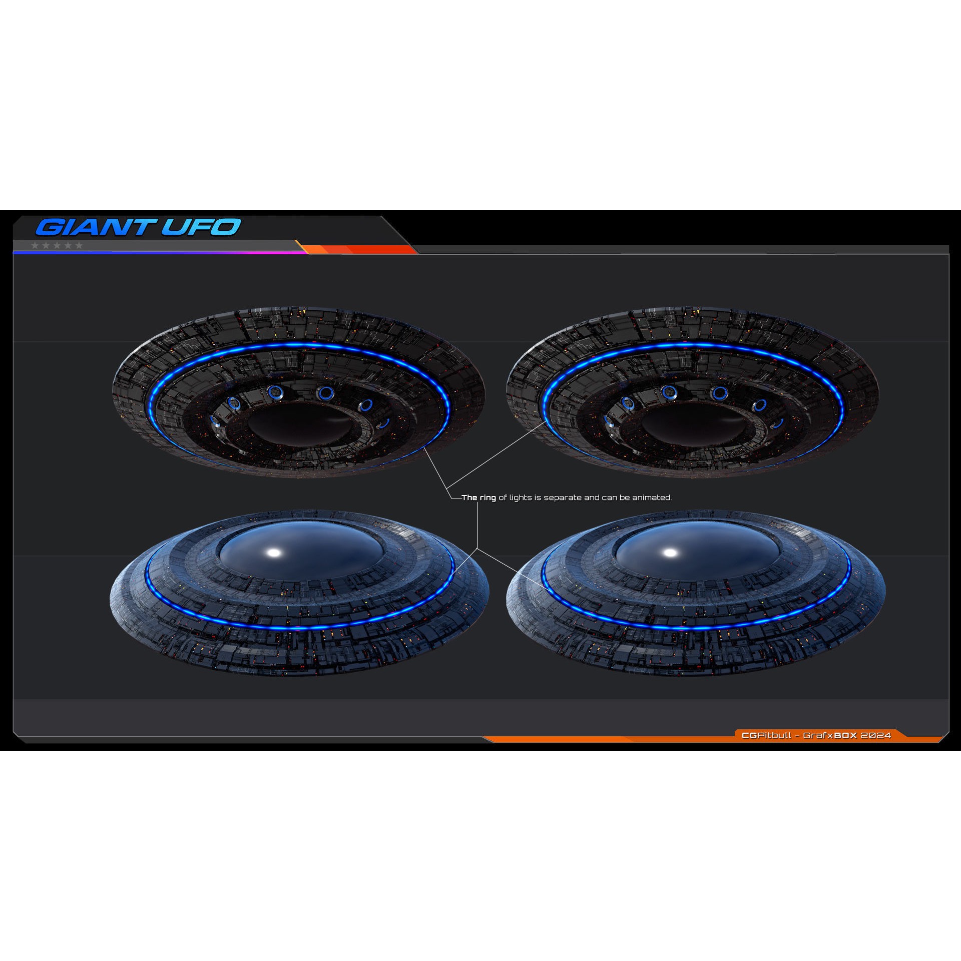 Giant UFO - Low-Poly Game-Ready 3D Model - View 7