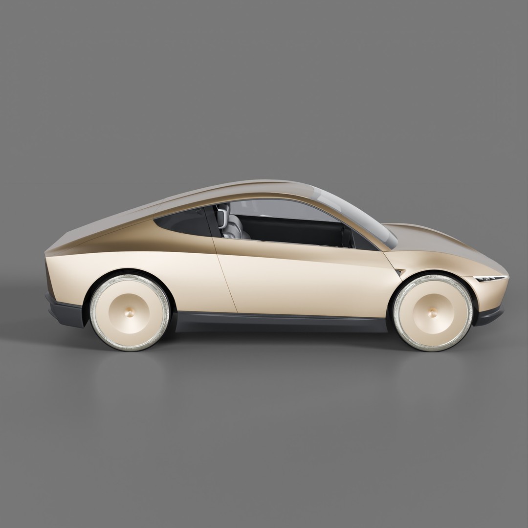 Tesla Robotaxi 3D Model – Cybercab Concept Car, FBX, OBJ - View 3