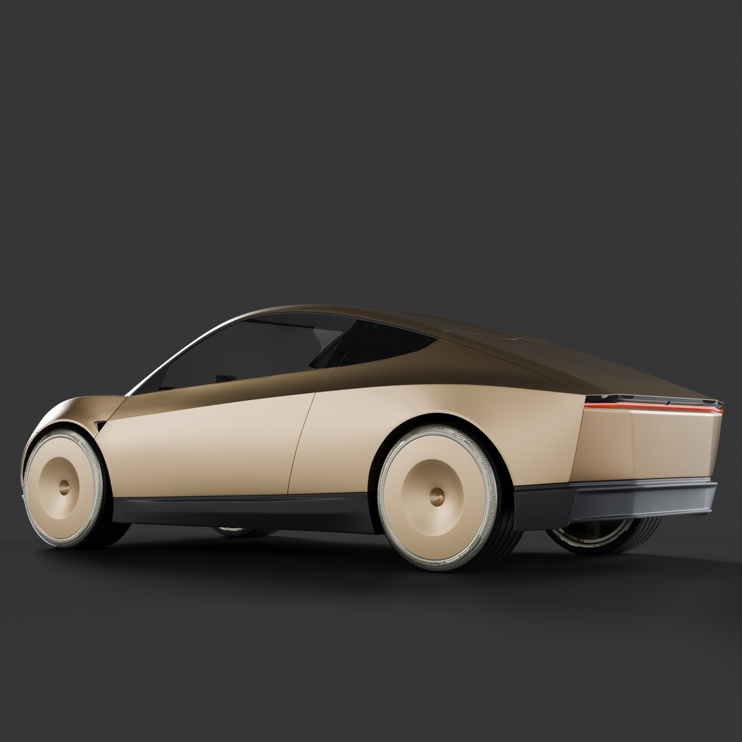 Tesla Robotaxi 3D Model – Cybercab Concept Car, FBX, OBJ - View 4