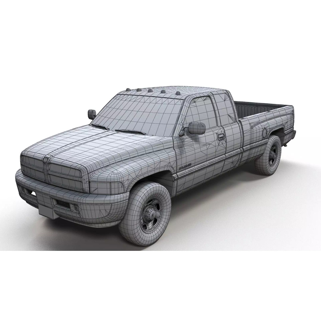 Dodge Ram 1997 2500 3D Model – Low Poly Game Ready Asset, FBX - View 11