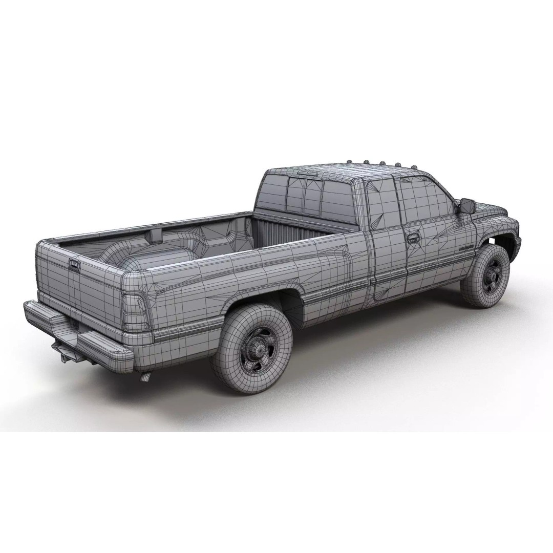 Dodge Ram 1997 2500 3D Model – Low Poly Game Ready Asset, FBX - View 12