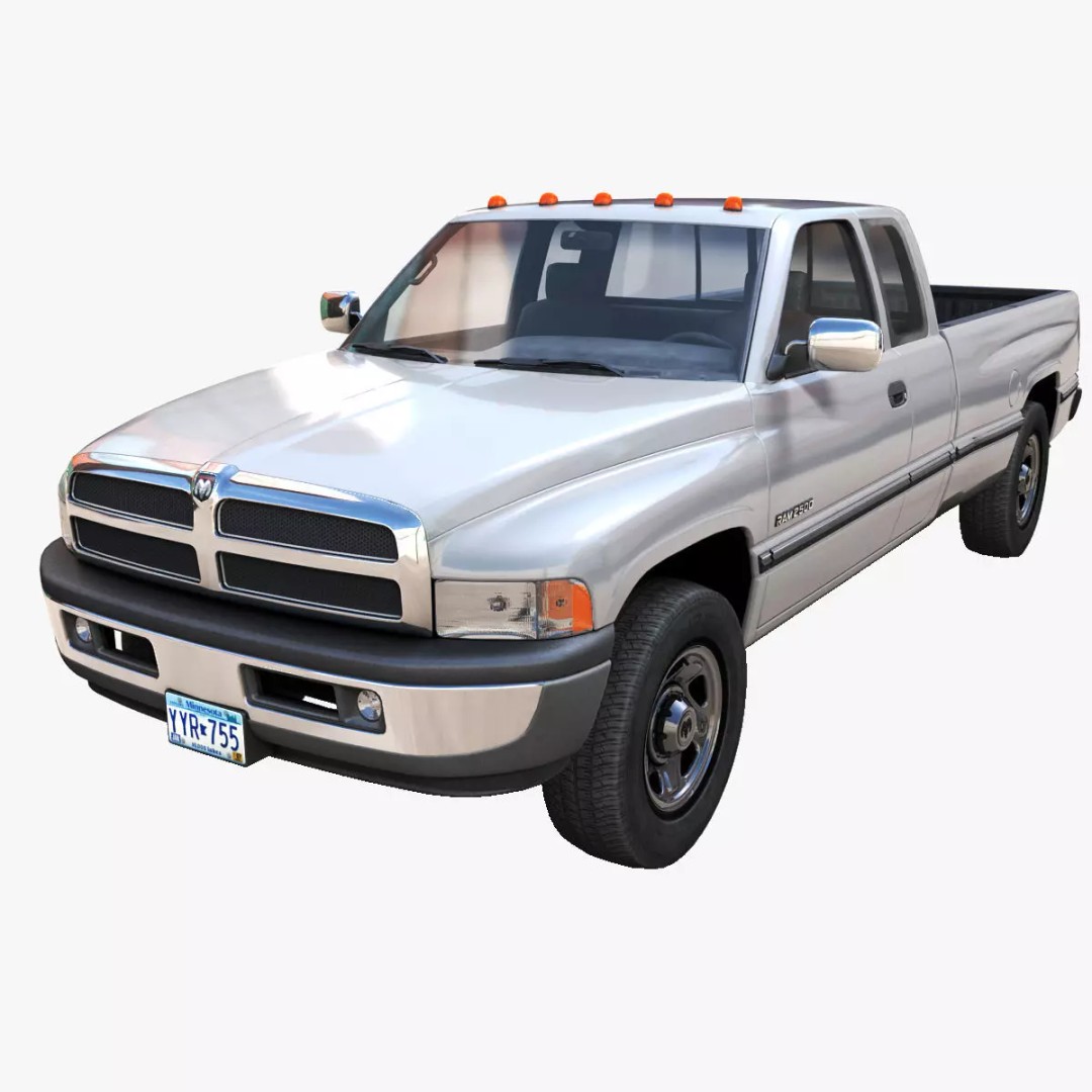 Dodge Ram 1997 2500 3D Model – Low Poly Game Ready Asset, FBX - View 2