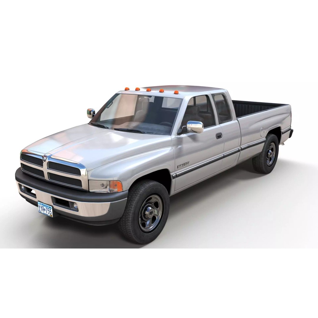 Dodge Ram 1997 2500 3D Model – Low Poly Game Ready Asset, FBX - View 3
