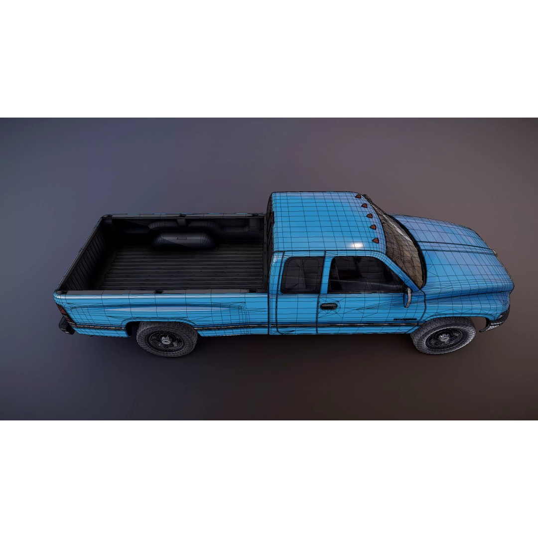 Dodge Ram 1997 2500 3D Model – Low Poly Game Ready Asset, FBX - View 30