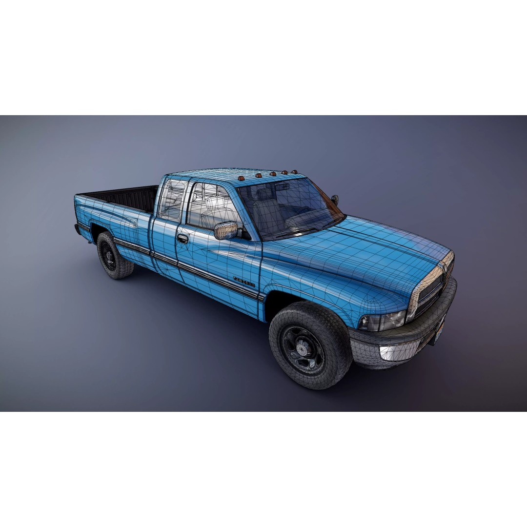 Dodge Ram 1997 2500 3D Model – Low Poly Game Ready Asset, FBX - View 32