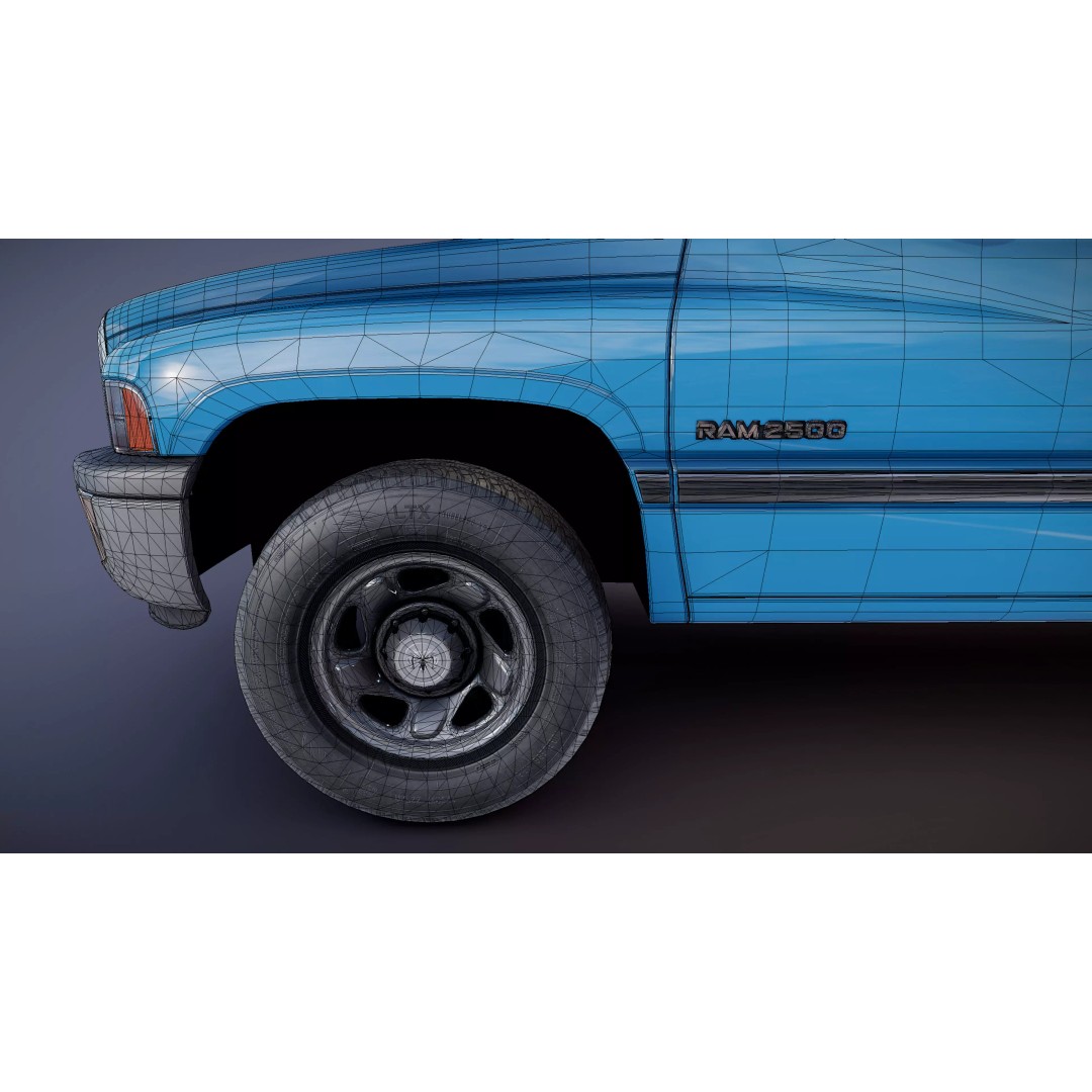 Dodge Ram 1997 2500 3D Model – Low Poly Game Ready Asset, FBX - View 33