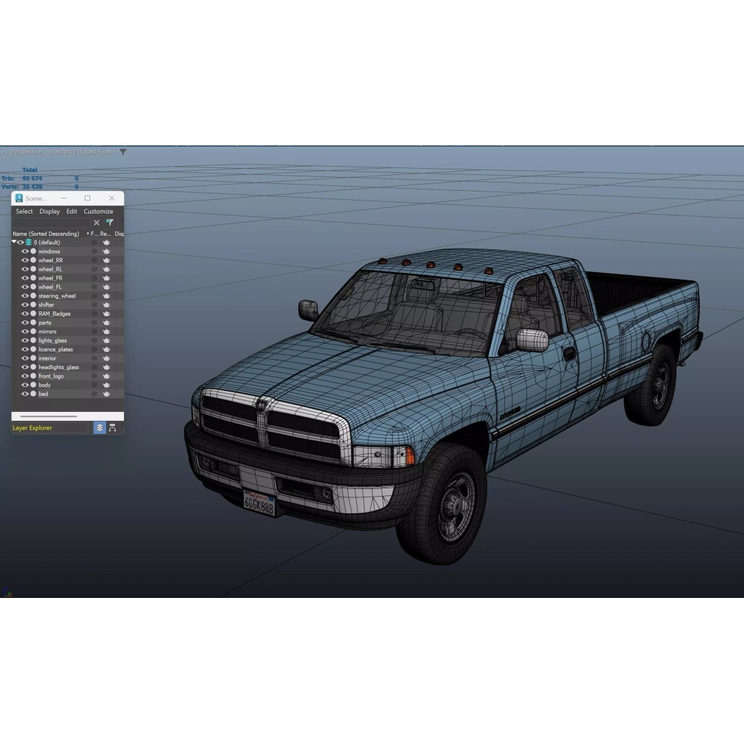 Dodge Ram 1997 2500 3D Model – Low Poly Game Ready Asset, FBX - View 40