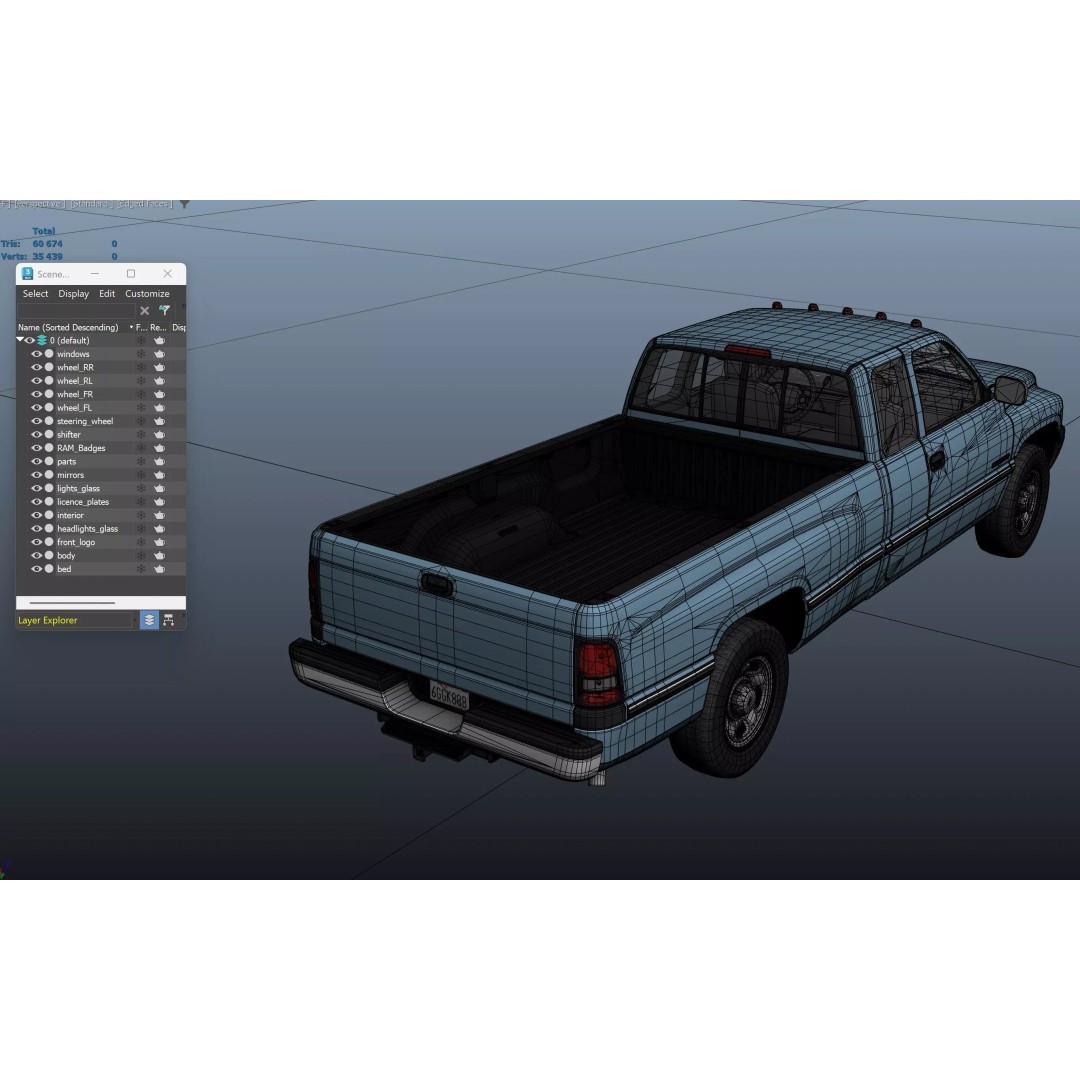Dodge Ram 1997 2500 3D Model – Low Poly Game Ready Asset, FBX - View 41