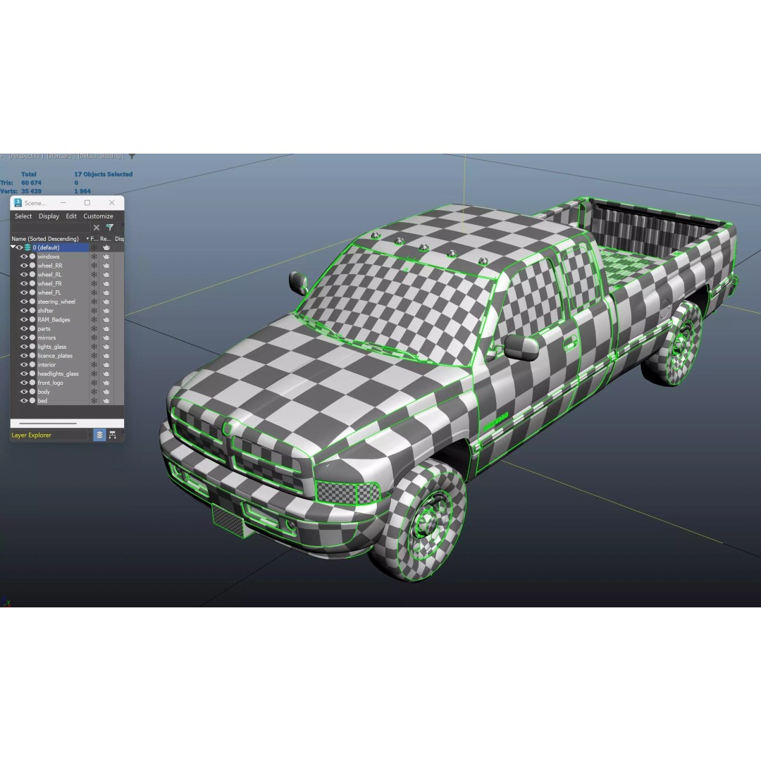 Dodge Ram 1997 2500 3D Model – Low Poly Game Ready Asset, FBX - View 45