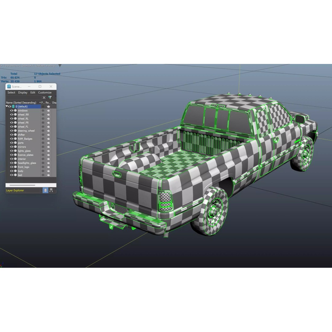 Dodge Ram 1997 2500 3D Model – Low Poly Game Ready Asset, FBX - View 46