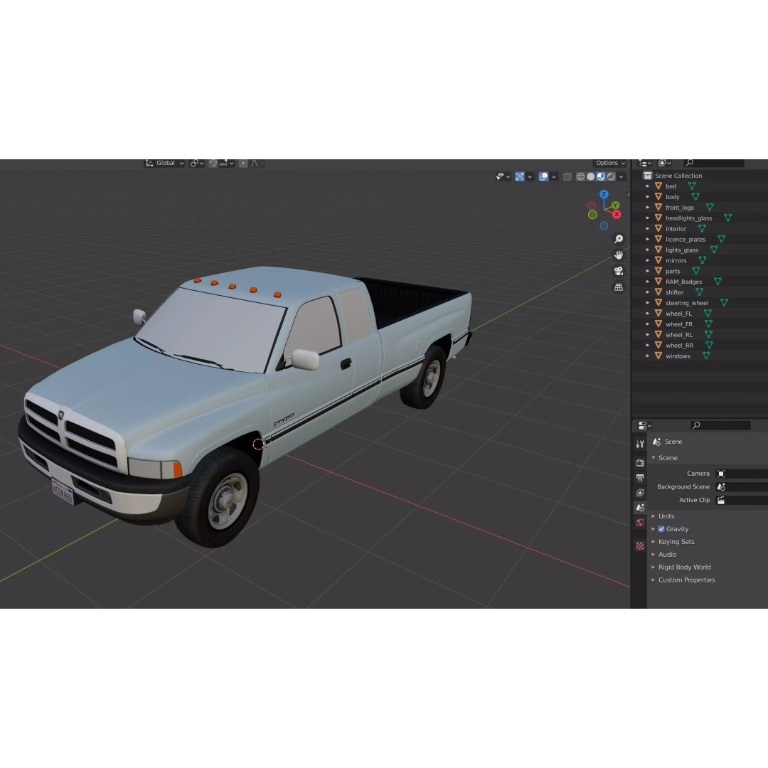 Dodge Ram 1997 2500 3D Model – Low Poly Game Ready Asset, FBX - View 47