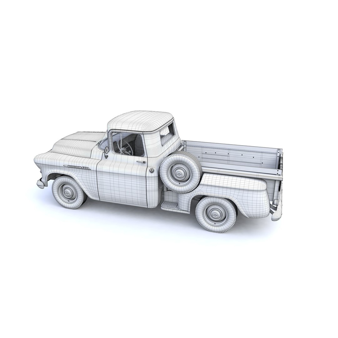 Chevy 3100 Steepside Pickup 1955 3D Model – High Poly Game Asset, FBX