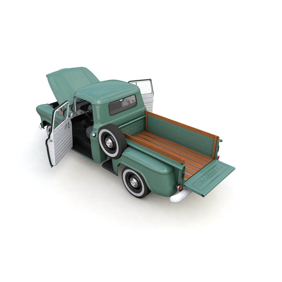 Chevy 3100 Steepside Pickup 1955 3D Model – High Poly Game Asset, FBX - View 17