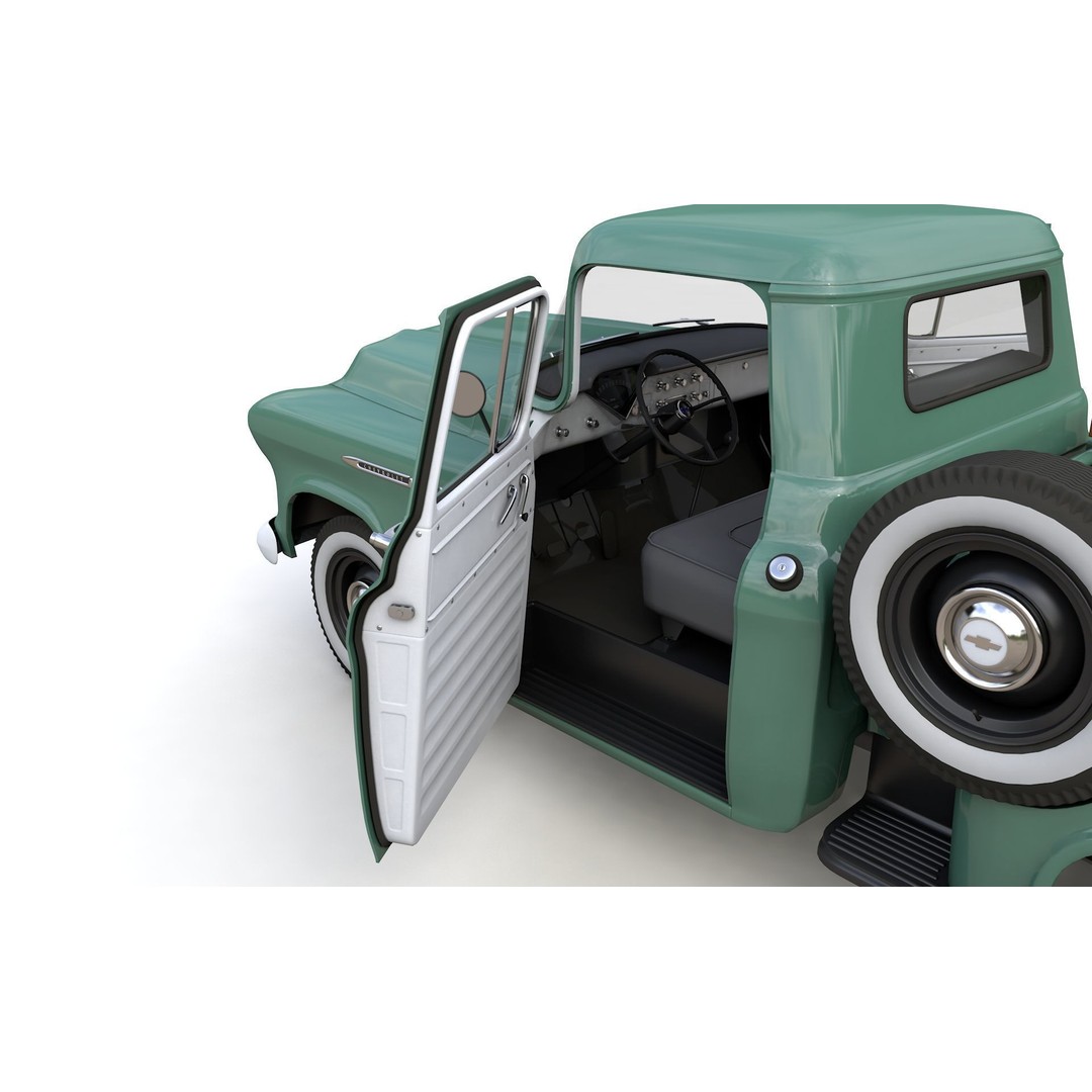 Chevy 3100 Steepside Pickup 1955 3D Model – High Poly Game Asset, FBX - View 21