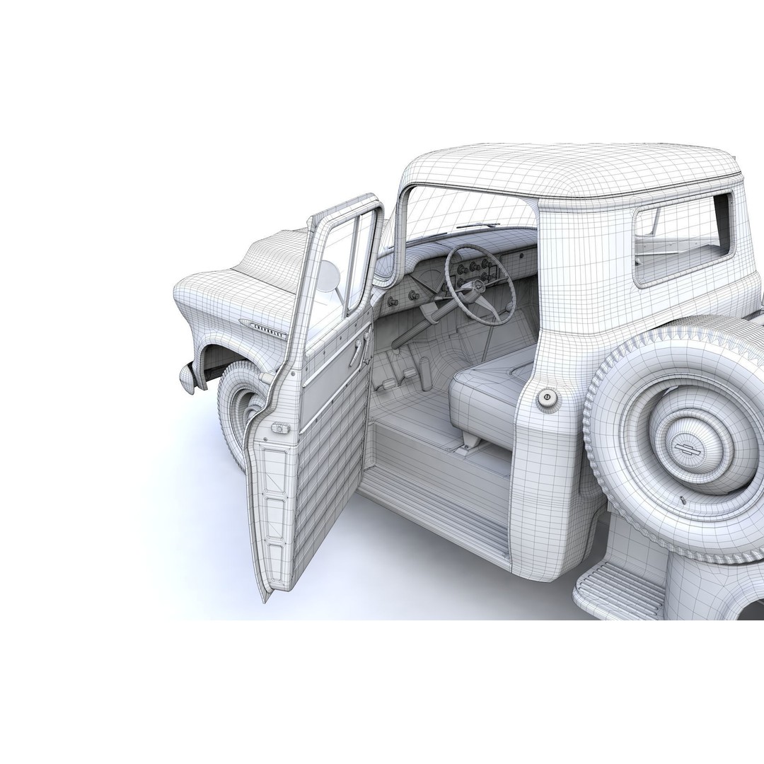 Chevy 3100 Steepside Pickup 1955 3D Model – High Poly Game Asset, FBX - View 22