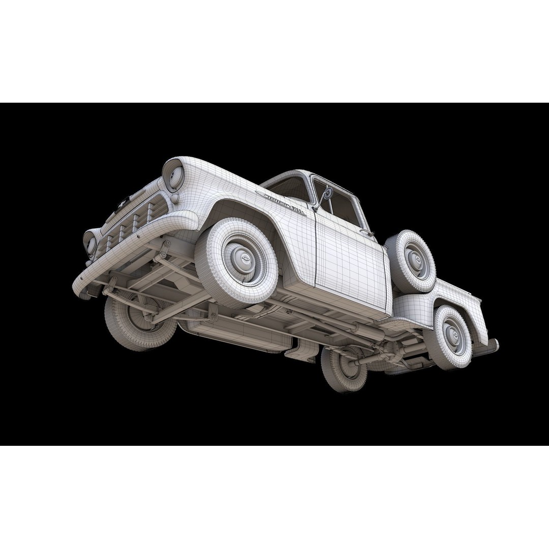 Chevy 3100 Steepside Pickup 1955 3D Model – High Poly Game Asset, FBX - View 25