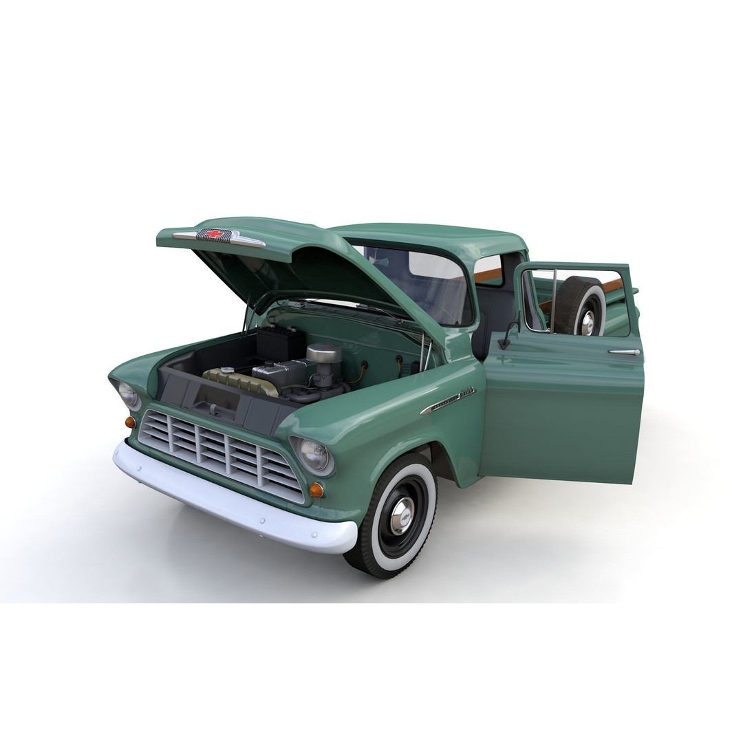 Chevy 3100 Steepside Pickup 1955 3D Model – High Poly Game Asset, FBX - View 3