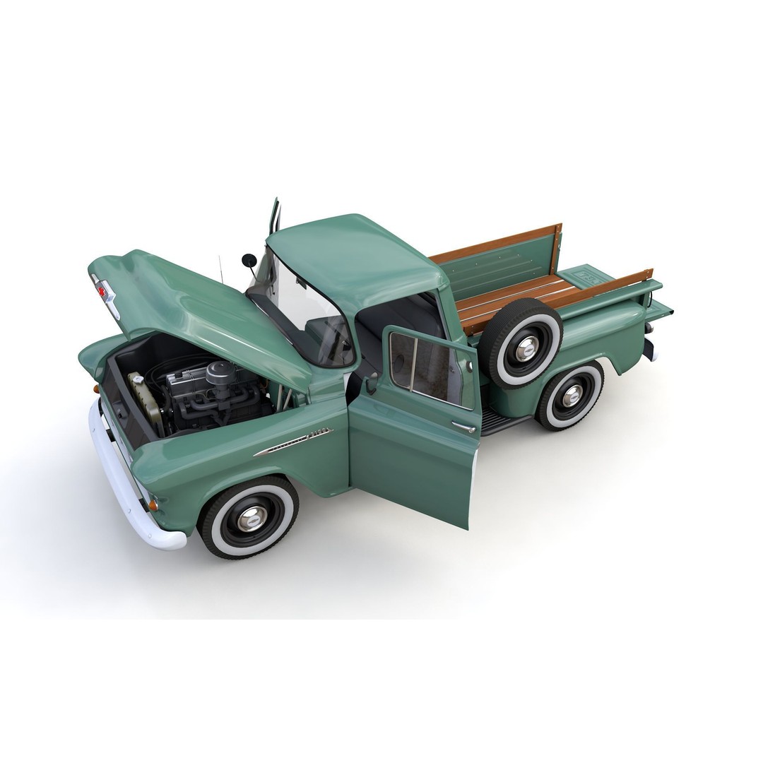 Chevy 3100 Steepside Pickup 1955 3D Model – High Poly Game Asset, FBX - View 7