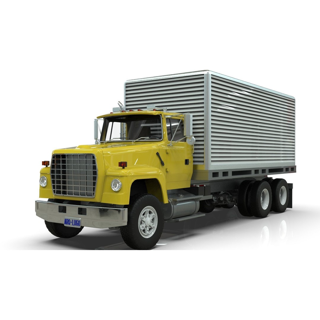 L9000 Box Truck 3D Model – Ultra-Detailed Vehicle with 6 Hood Variants - View 10