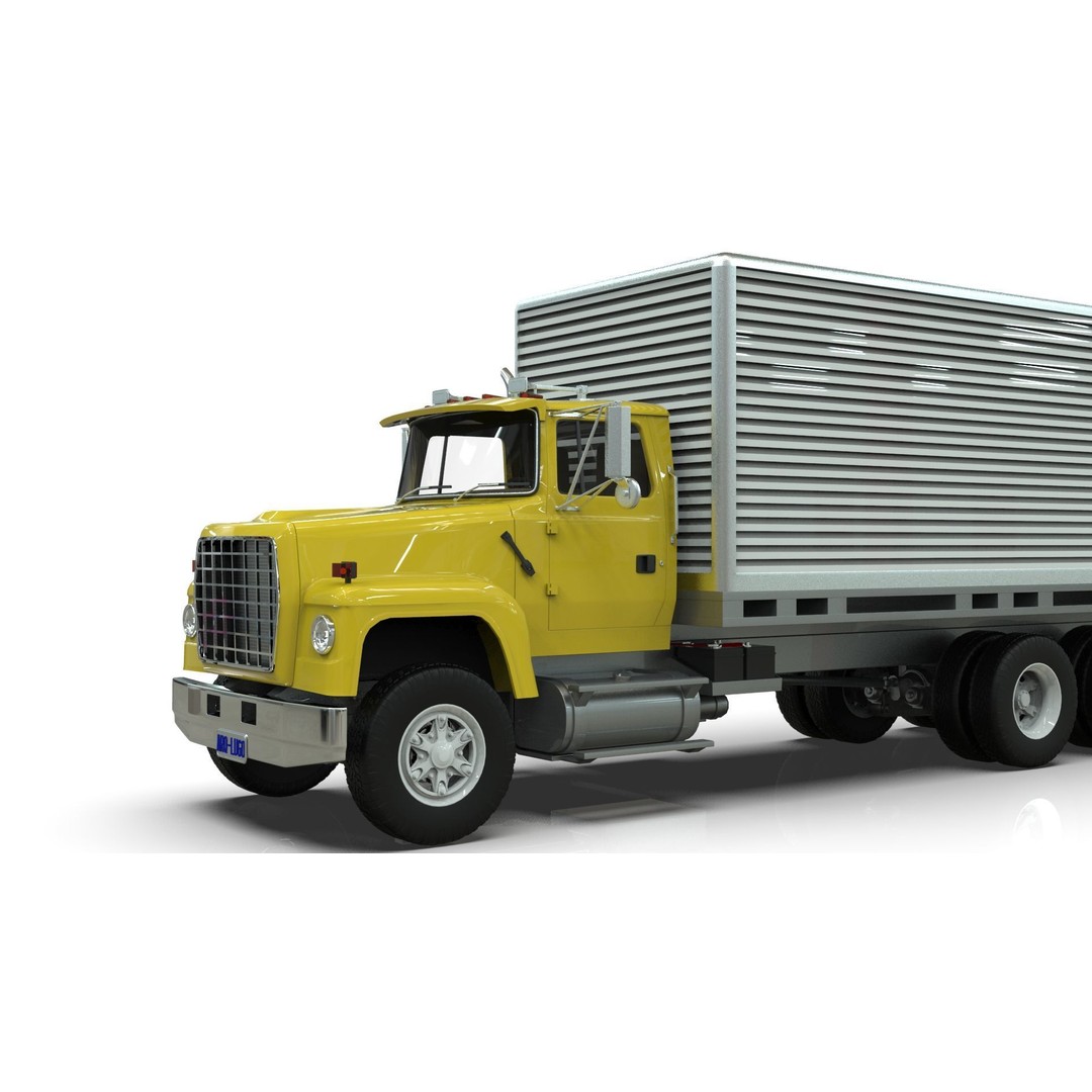 L9000 Box Truck 3D Model – Ultra-Detailed Vehicle with 6 Hood Variants - View 11