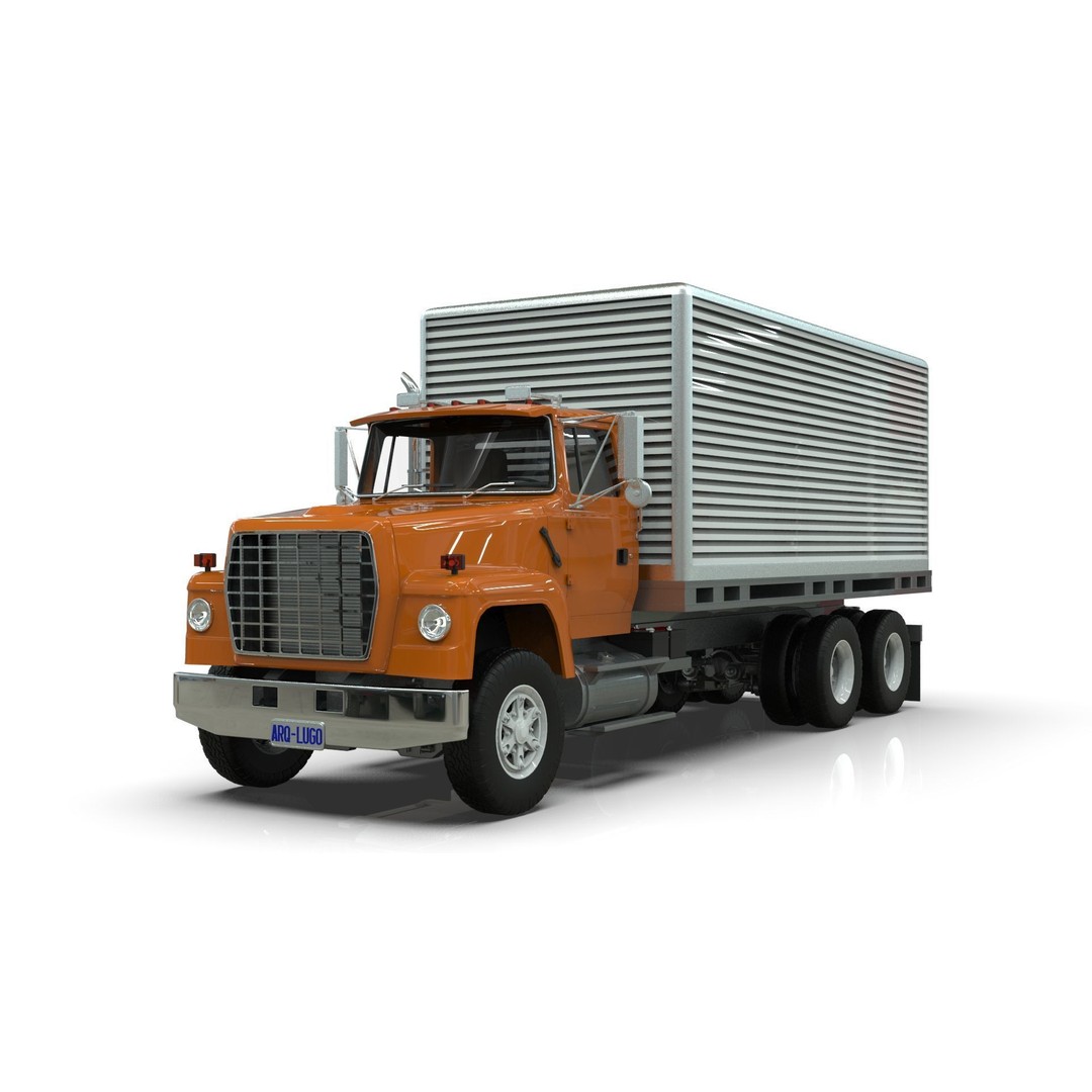 L9000 Box Truck 3D Model – Ultra-Detailed Vehicle with 6 Hood Variants - View 14