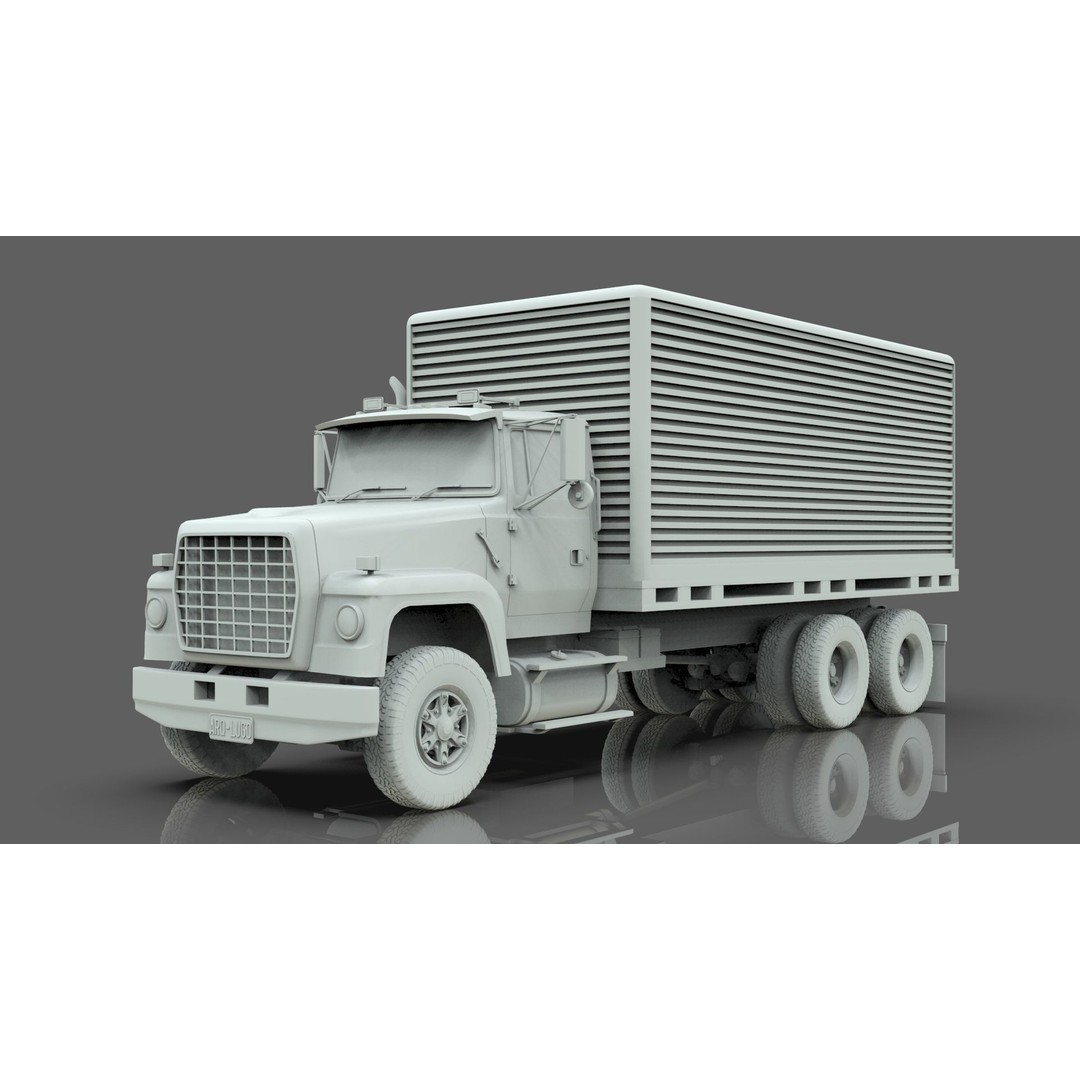 L9000 Box Truck 3D Model – Ultra-Detailed Vehicle with 6 Hood Variants - View 15