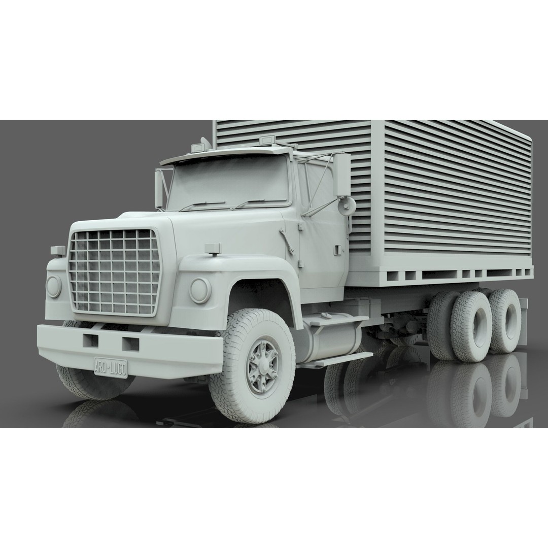 L9000 Box Truck 3D Model – Ultra-Detailed Vehicle with 6 Hood Variants - View 16