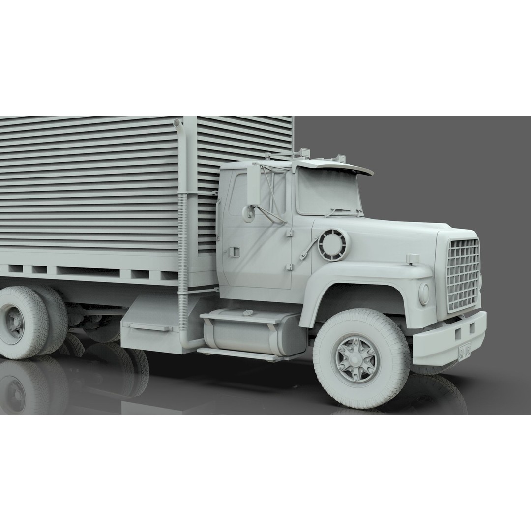 L9000 Box Truck 3D Model – Ultra-Detailed Vehicle with 6 Hood Variants - View 17