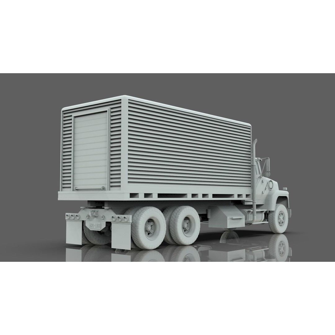 L9000 Box Truck 3D Model – Ultra-Detailed Vehicle with 6 Hood Variants - View 18