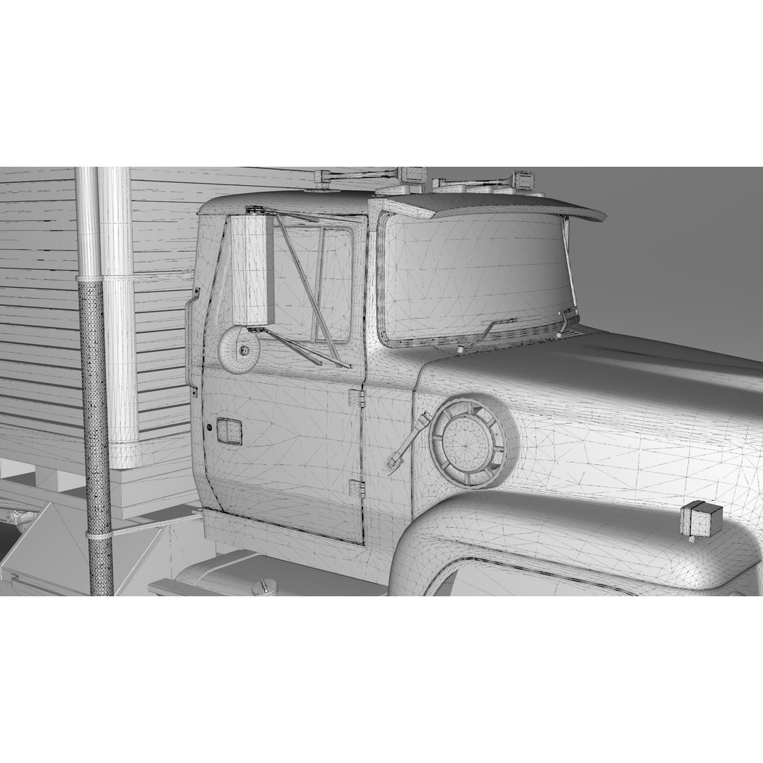 L9000 Box Truck 3D Model – Ultra-Detailed Vehicle with 6 Hood Variants - View 19