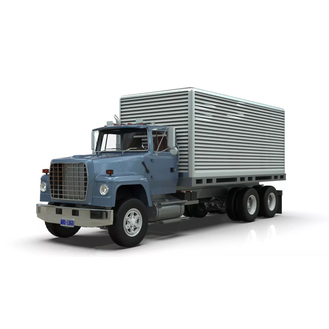 L9000 Box Truck 3D Model – Ultra-Detailed Vehicle with 6 Hood Variants - View 2