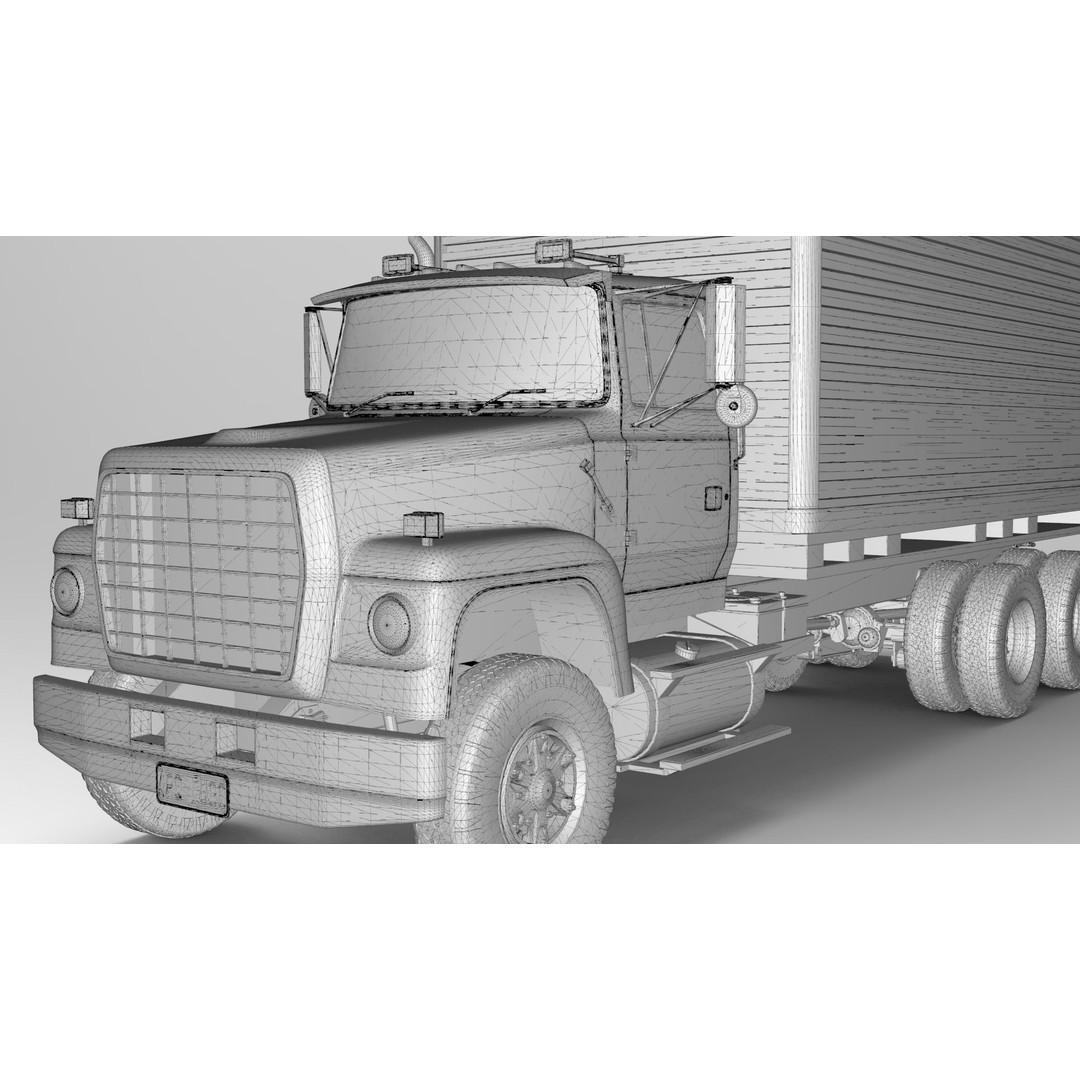 L9000 Box Truck 3D Model – Ultra-Detailed Vehicle with 6 Hood Variants - View 22