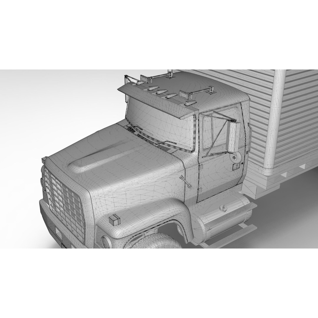 L9000 Box Truck 3D Model – Ultra-Detailed Vehicle with 6 Hood Variants - View 25