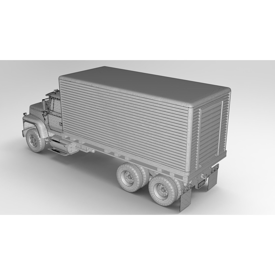L9000 Box Truck 3D Model – Ultra-Detailed Vehicle with 6 Hood Variants - View 26
