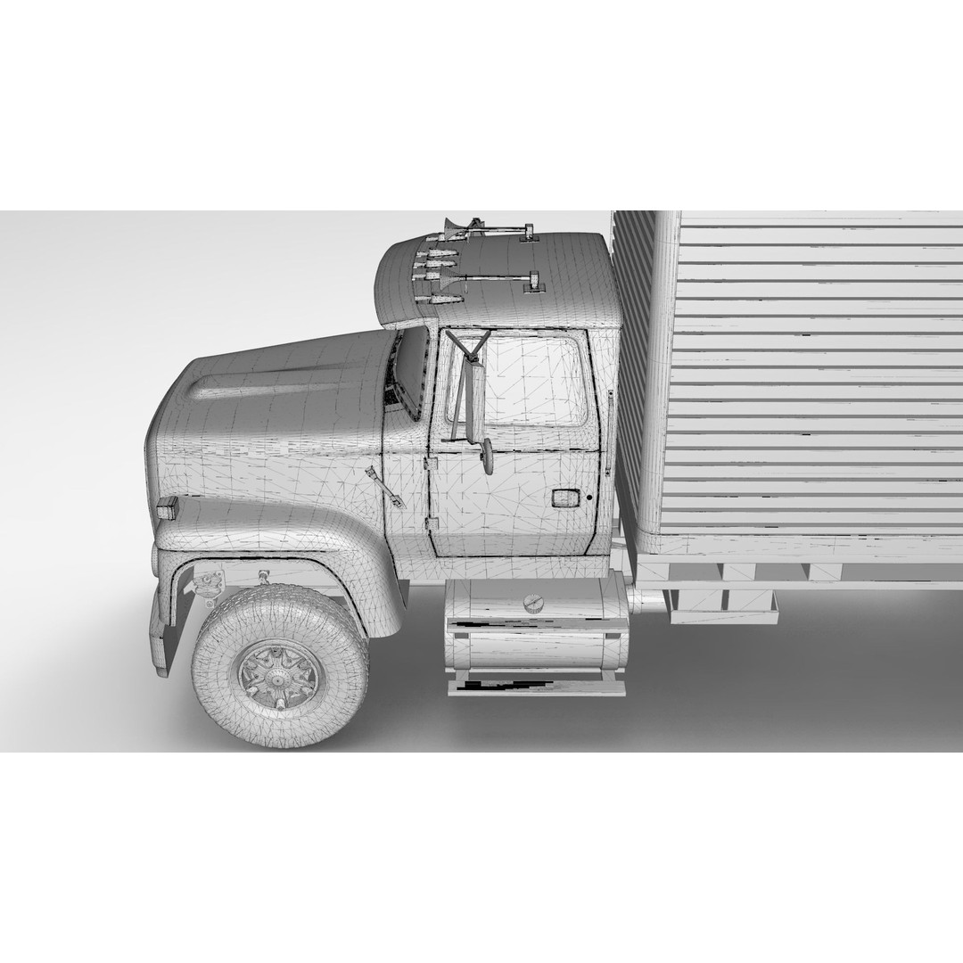L9000 Box Truck 3D Model – Ultra-Detailed Vehicle with 6 Hood Variants - View 27