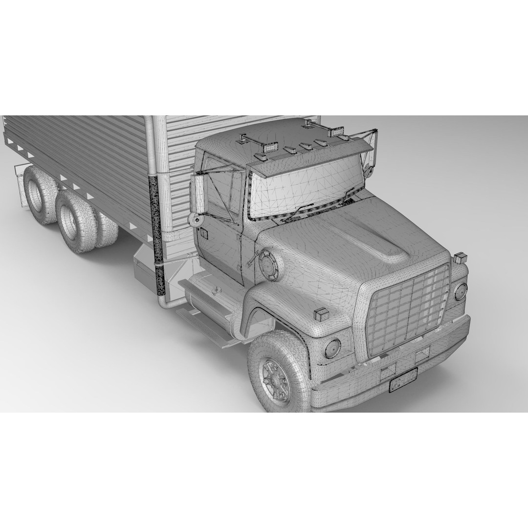 L9000 Box Truck 3D Model – Ultra-Detailed Vehicle with 6 Hood Variants - View 29