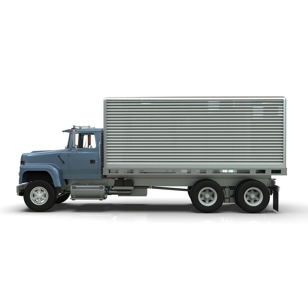 L9000 Box Truck 3D Model – Ultra-Detailed Vehicle with 6 Hood Variants - View 3