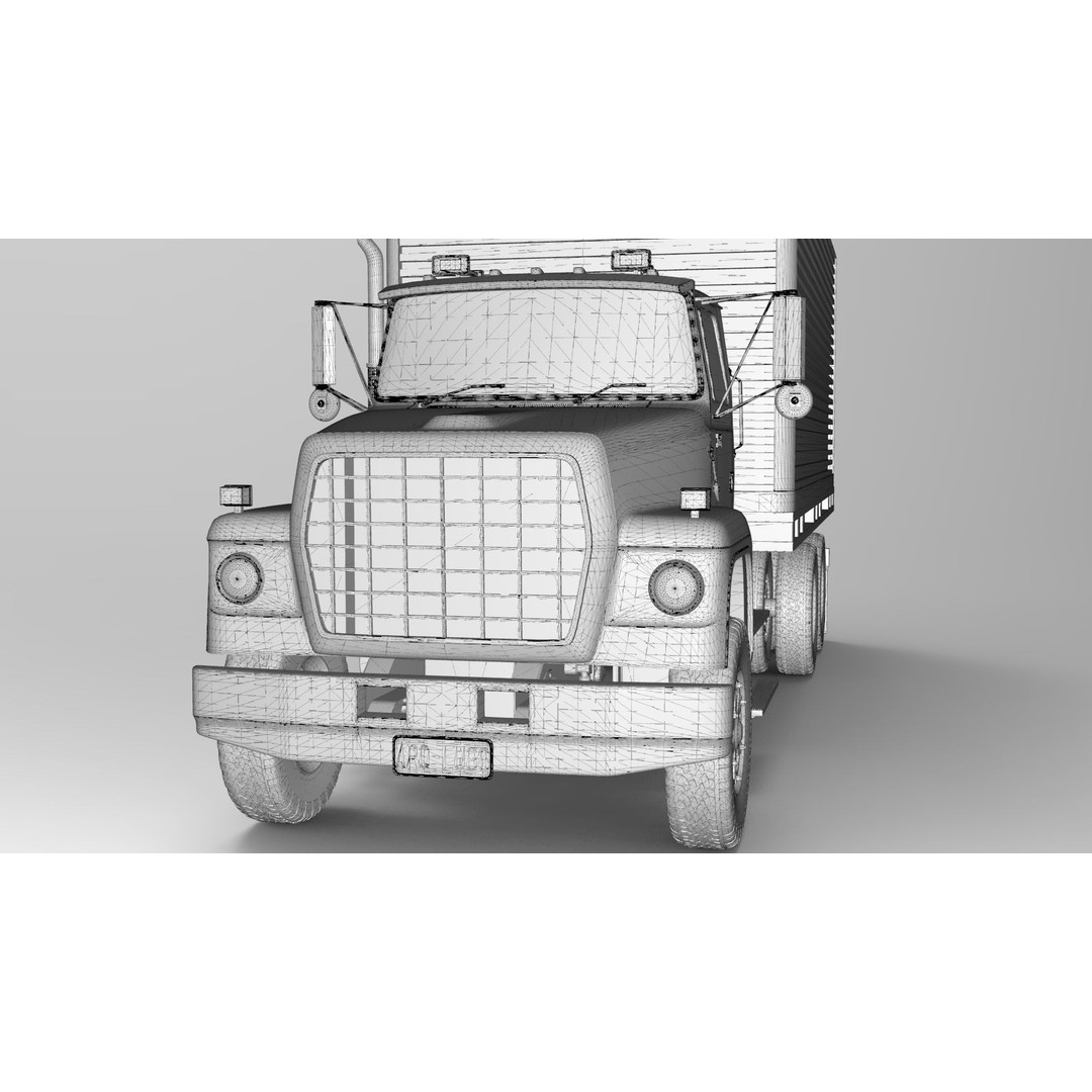 L9000 Box Truck 3D Model – Ultra-Detailed Vehicle with 6 Hood Variants - View 32