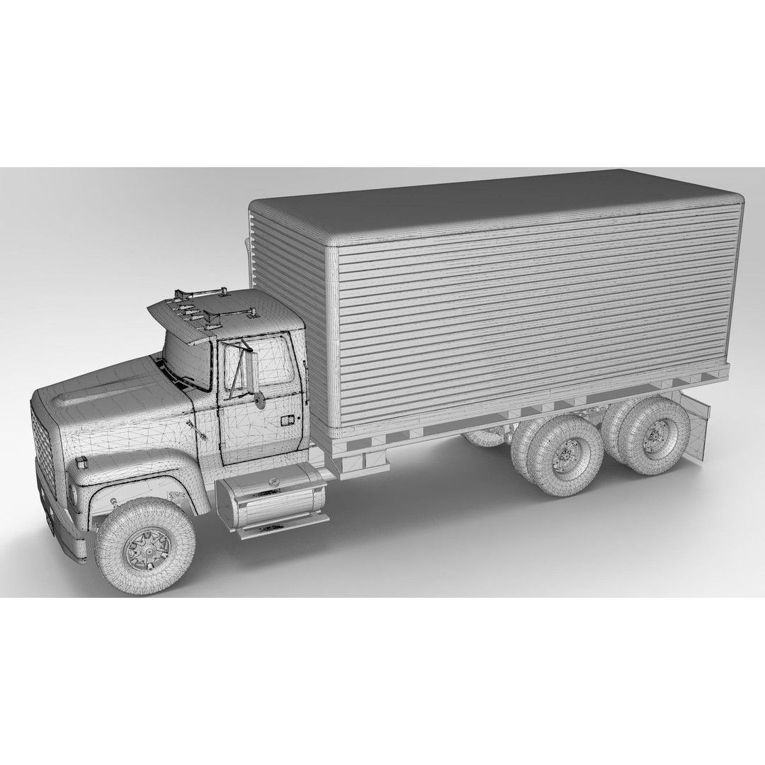 L9000 Box Truck 3D Model – Ultra-Detailed Vehicle with 6 Hood Variants - View 33