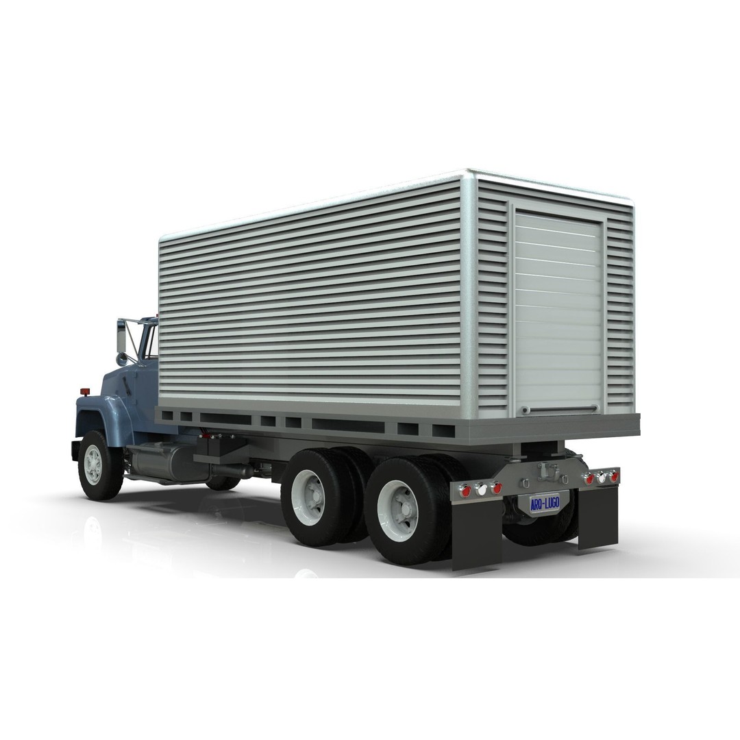 L9000 Box Truck 3D Model – Ultra-Detailed Vehicle with 6 Hood Variants - View 4