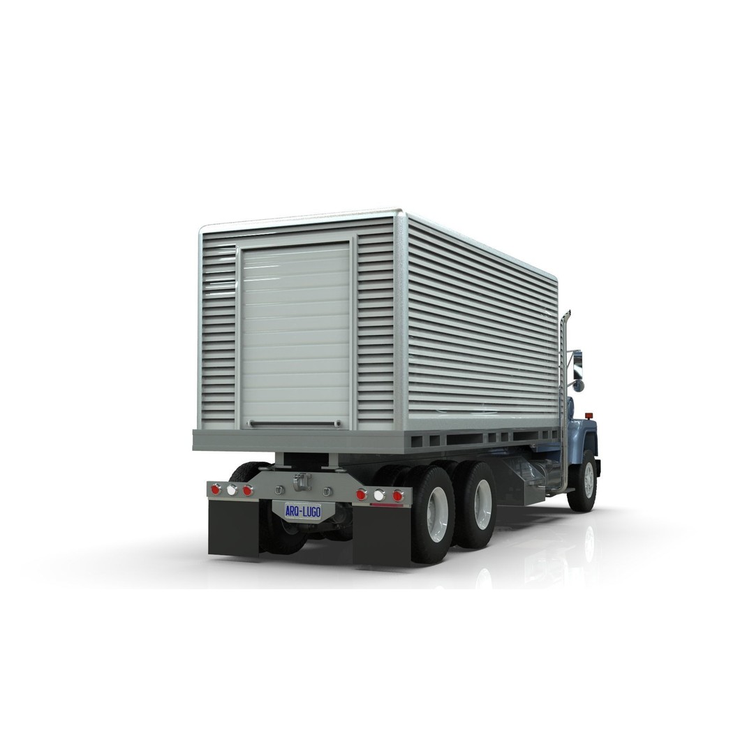 L9000 Box Truck 3D Model – Ultra-Detailed Vehicle with 6 Hood Variants - View 5