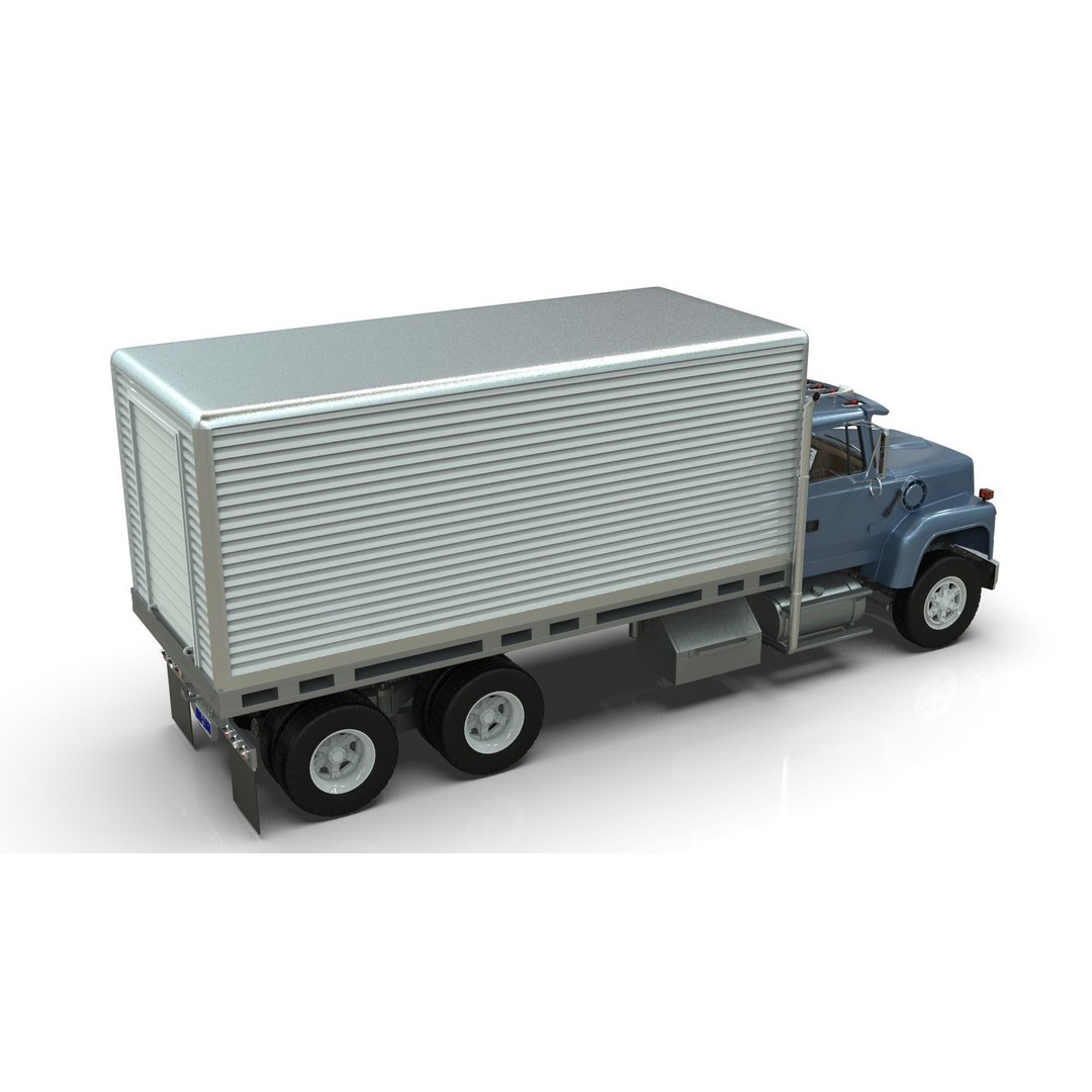 L9000 Box Truck 3D Model – Ultra-Detailed Vehicle with 6 Hood Variants - View 6