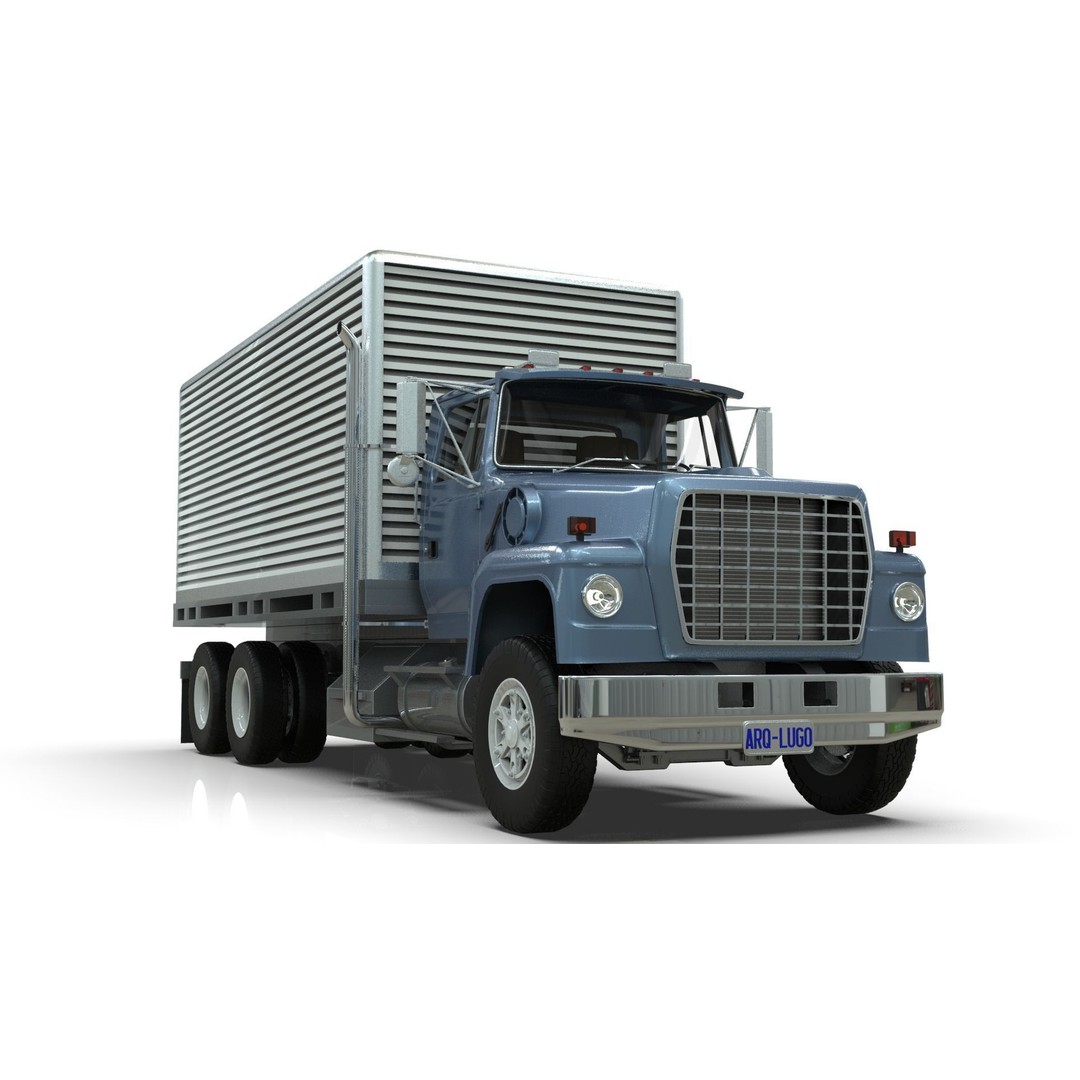 L9000 Box Truck 3D Model – Ultra-Detailed Vehicle with 6 Hood Variants - View 7